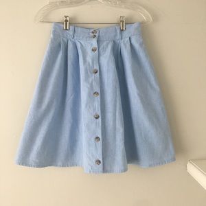 Vintage Blue Button Down Skirt